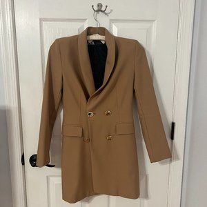 DOUBLE BREASTED LONG BLAZER COAT WITH GOLD BUTTONS ZARA